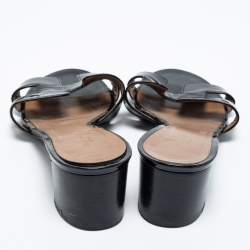 Hermes Black Patent Leather Oasis Slide Sandals Size 40.5