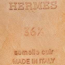 Pre Owned Hermes Black Leather Oasis Sandals Size 36.5