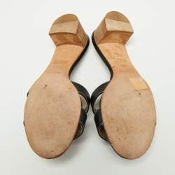 Pre Owned Hermes Black Leather Oasis Sandals Size 36.5