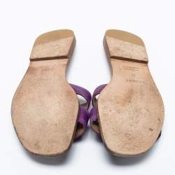 Pre Owned Hermes Purple Leather Oran Sandals Size 34