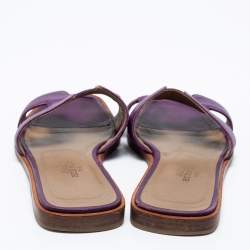 Pre Owned Hermes Purple Leather Oran Sandals Size 34