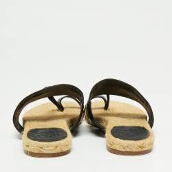 Hermes Black Leather Ring Toe Flat Sandals Size 41