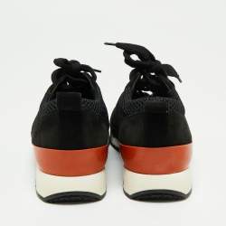 Hermes Navy Blue Suede And Leather Lace Up Sneakers Size 37
