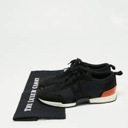 Hermes Navy Blue Suede And Leather Lace Up Sneakers Size 37