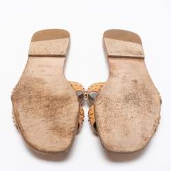 Hermes Brown Leather Studded Oran Sandals Size 41