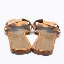 Hermes Brown Leather Studded Oran Sandals Size 41
