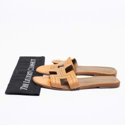 Hermes Brown Leather Studded Oran Sandals Size 41
