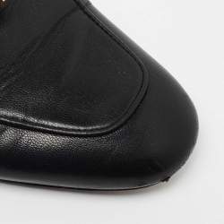 Pre Owned Hermes Black Leather Oz Mule Sandals Size 36.5