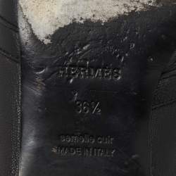 Pre Owned Hermes Black Leather Oz Mule Sandals Size 36.5