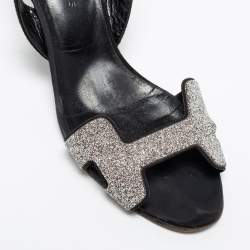 Hermes Black Suede Night Slingback Sandals Size 37