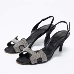 Hermes Black Suede Night Slingback Sandals Size 37 Hermes | TLC