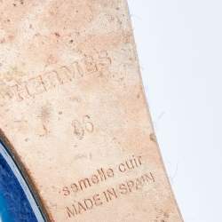 Hermes Blue Patent Leather and Suede Ilana Espadrille Wedge Sandals Size 36