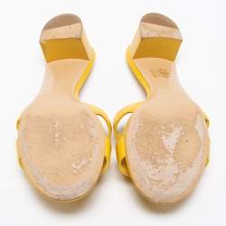 Pre Owned Hermes Yellow Leather Oasis Slide Sandals Size 37.5