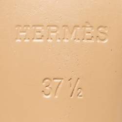 Pre Owned Hermes Yellow Leather Oasis Slide Sandals Size 37.5