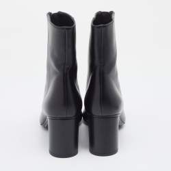 Hermes Black Leather New York 70 Zipper Ankle Boots Size 38