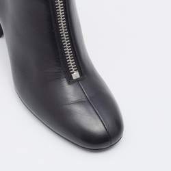Hermes Black Leather New York 70 Zipper Ankle Boots Size 38