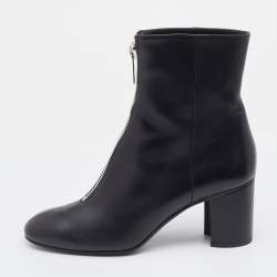 Hermes Black Leather New York 70 Zipper Ankle Boots Size 38