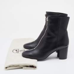 Hermes Black Leather New York 70 Zipper Ankle Boots Size 38