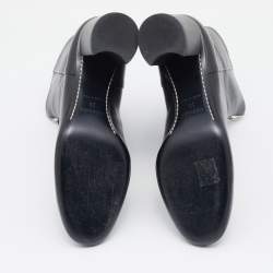 Hermes Black Leather New York 70 Zipper Ankle Boots Size 38