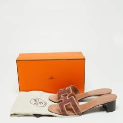 Hermes Beige Suede Embellished Oasis Sandals Size 40.5