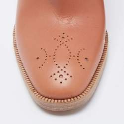Hermes Light Brown Leather Block Heel Pumps Size 38