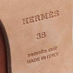 Hermes Light Brown Leather Block Heel Pumps Size 38