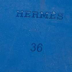 Hermés Blue Rubber Chaîne d'Ancre Rivage Flat Slides Size 36