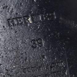 Pre Owned Hermès Black/Gold Suede and Leather D'ancre Chaine Flat Slides Size 39