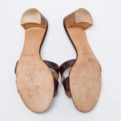 Hermes Burgundy Patent Leather Oasis Slide Sandals Size 38.5