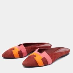 Hermes Multicolor Suede Roxanne Mules Size 37