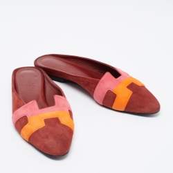 Hermes Multicolor Suede Roxanne Mules Size 37