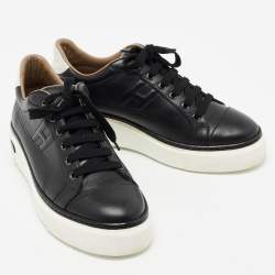Pre Owned Hermes Black Leather Quicker Sneakers Size 39