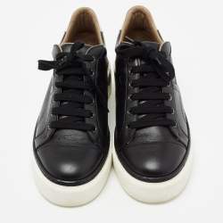 Pre Owned Hermes Black Leather Quicker Sneakers Size 39