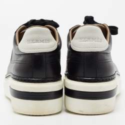 Pre Owned Hermes Black Leather Quicker Sneakers Size 39