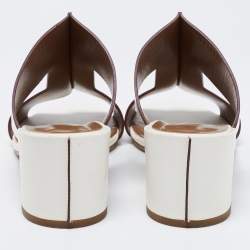 Hermes White Leather Ostia Sandals Size 37