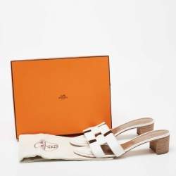 Hermès White Leather Oasis  Sandals Size 39.5