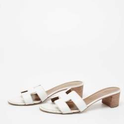 Hermès White Leather Oasis  Sandals Size 39.5