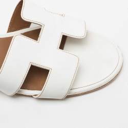 Hermès White Leather Oasis  Sandals Size 39.5