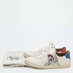Hermés White Pégase Pop Print Leather Quicker Low Top Sneakers Size 39