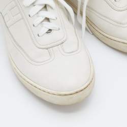 Hermés White Pégase Pop Print Leather Quicker Low Top Sneakers Size 39