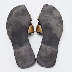 Hermes Metallic Leather Oran Flats Size 37