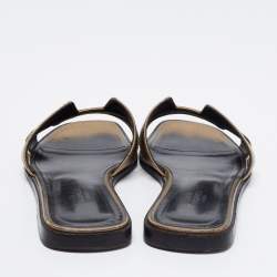 Hermes Metallic Leather Oran Flats Size 37