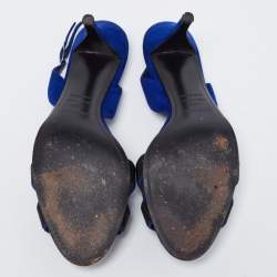 Hermès Blue/Black Suede And Crystal Premiere Slingback Sandals Size 39.5