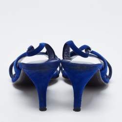 Hermès Blue/Black Suede And Crystal Premiere Slingback Sandals Size 39.5