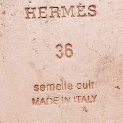 Pre Owned Hermes  Brown Ostrich Leather Oran Sandals Size 36