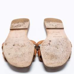 Pre Owned Hermes  Brown Ostrich Leather Oran Sandals Size 36