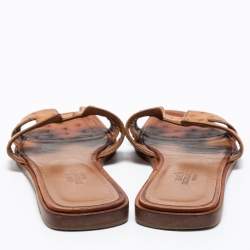 Pre Owned Hermes  Brown Ostrich Leather Oran Sandals Size 36