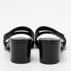 Hermes Black Patent Leather View Slide Sandals Size 35