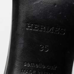 Hermes Black Patent Leather View Slide Sandals Size 35