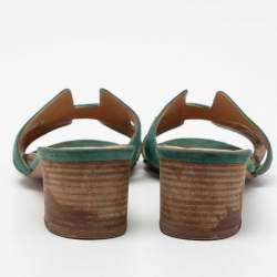 Hermes Green Suede Oasis Slide Sandals Size 38